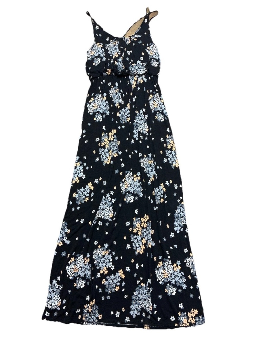 LOFT Floral Maxi Dress Black Sleeveless Flowy Boho Size Small